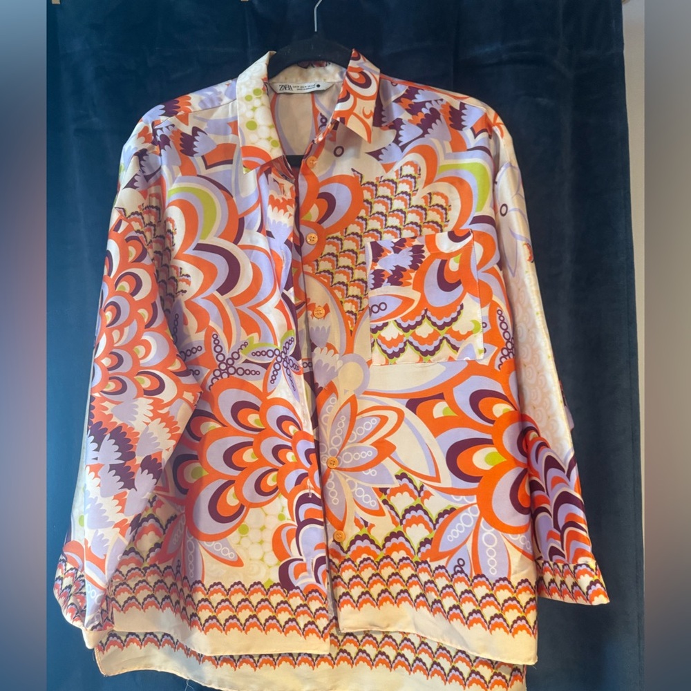 Zara Multicolor Abstract Print Shirt